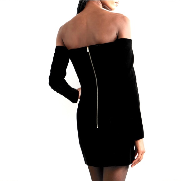 Nina Ricci Off-The-Shoulder Tulle-Trimmed Velvet Mini Dress L - Picture 6 of 12